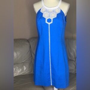 Lilly Pulitzer Vibrant Blue Mini Dress with White Accents